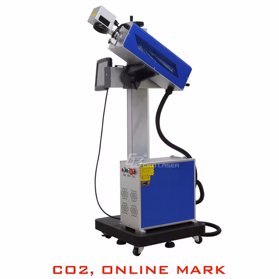 Expiry Date Coding Logo Printing Number Marking CO2 Laser Flying Machine for Plastic Water Bottle Pharmaceutical Cosmetics Food PE PP Numbering Cable Marker