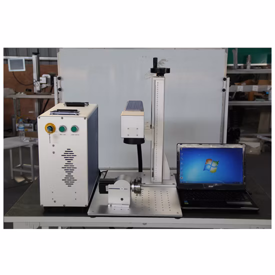 30W Enclosed Design Fiber Laser Marking Machine with Focus Finder & Motorized Z-Axis